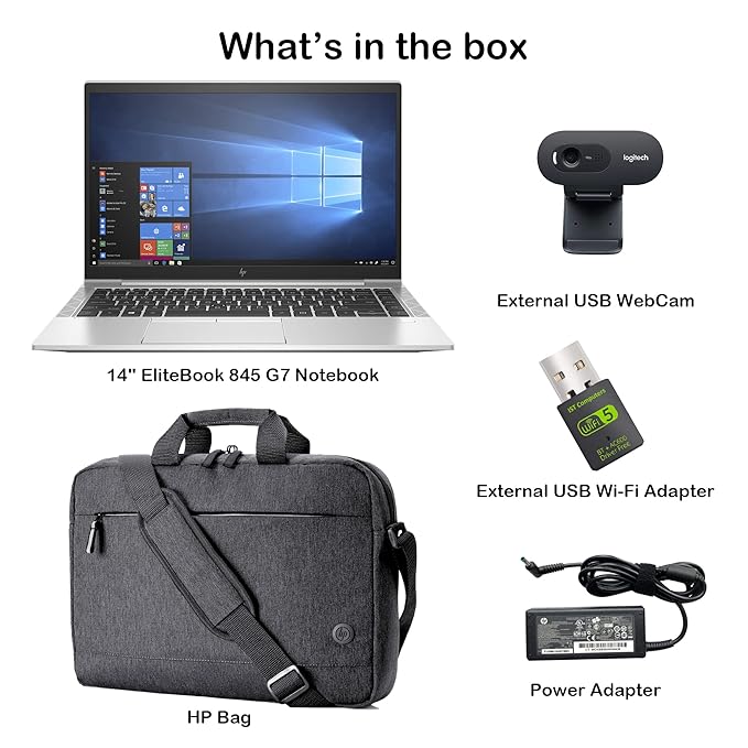 HP New EliteBook 845 G7 14" FHD IPS (16GB RAM, 1TB PCIe SSD, AMD 6-Core Ryzen 5 Pro 4650U (Beat i7-1165G)) Business Laptop Bundle with Bag+WiFi+Webcam, Windows 10 Pro/Win 11 Pro